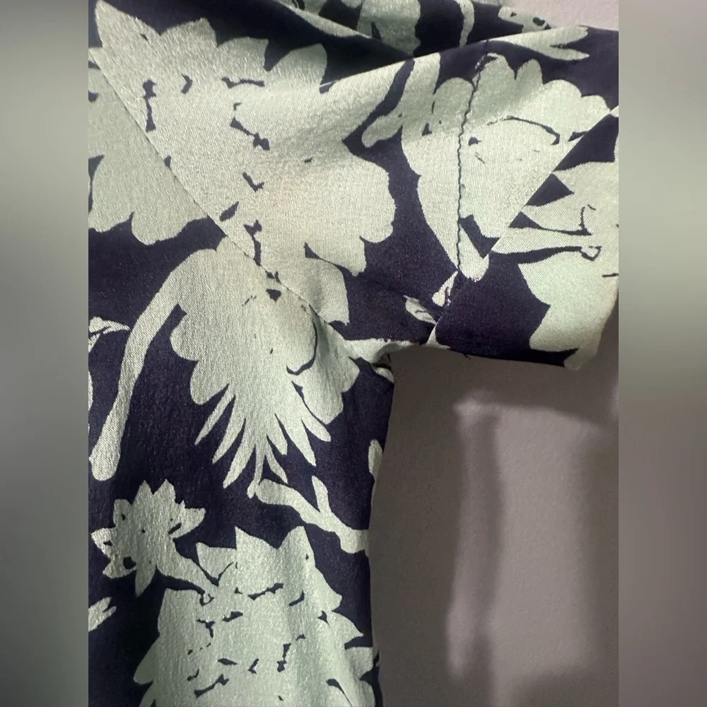 TORY BURCH‎ Resort Collection Silk Floral Blouse Top Blue Green Women’s Size 0